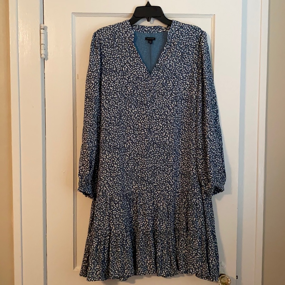 Ann Taylor Print Dress with Ruffle Size 14